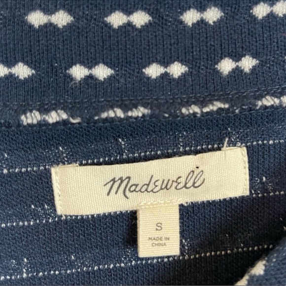 Madewell puff sleeve mock neck top in bowtie jacquard Navy size S - Picture 4 of 6